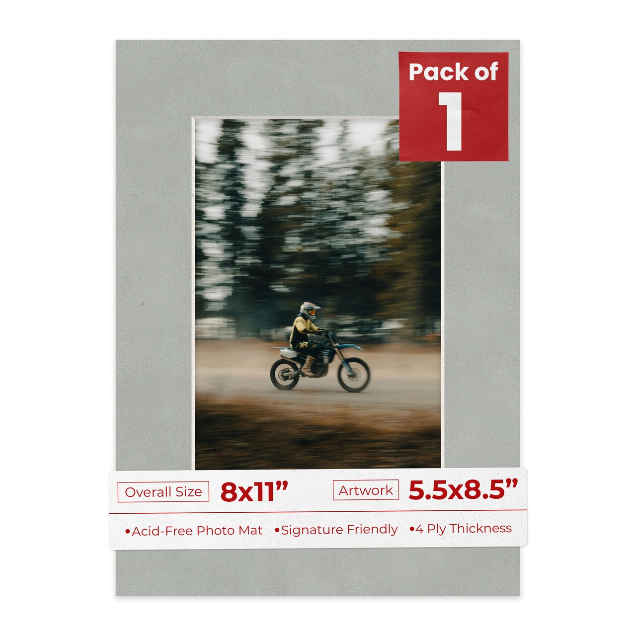 Light Grey Suede Mat Board for 8x11 Frames - Fits 5.5x8.5 Photos